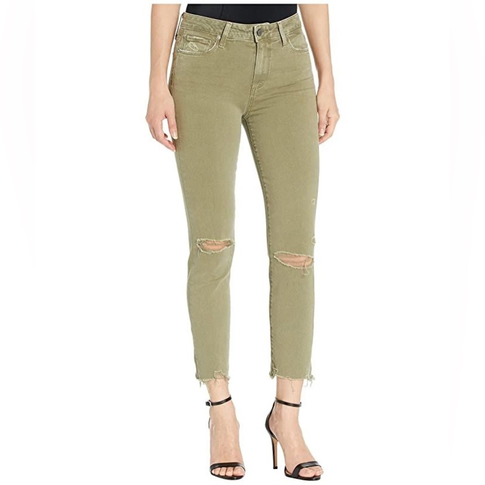 Paige Slim Crop Jeans in Army Green